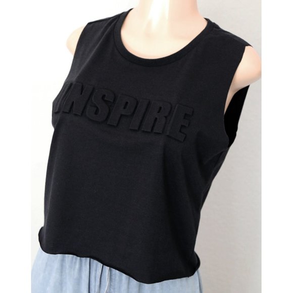 NEW Embossed INSPIRE 3D Graphic Muscle Crop Top - Picture 3 of 9